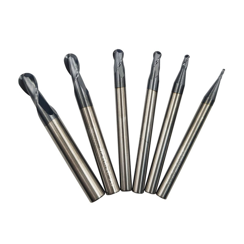 [Australia - AusPower] - Radius 0.5 1 1.5 2 2.5 3 Ball Nose Carbide End Mill Set CNC Cutter Router Bits 2 Flute Spiral Milling Tool 