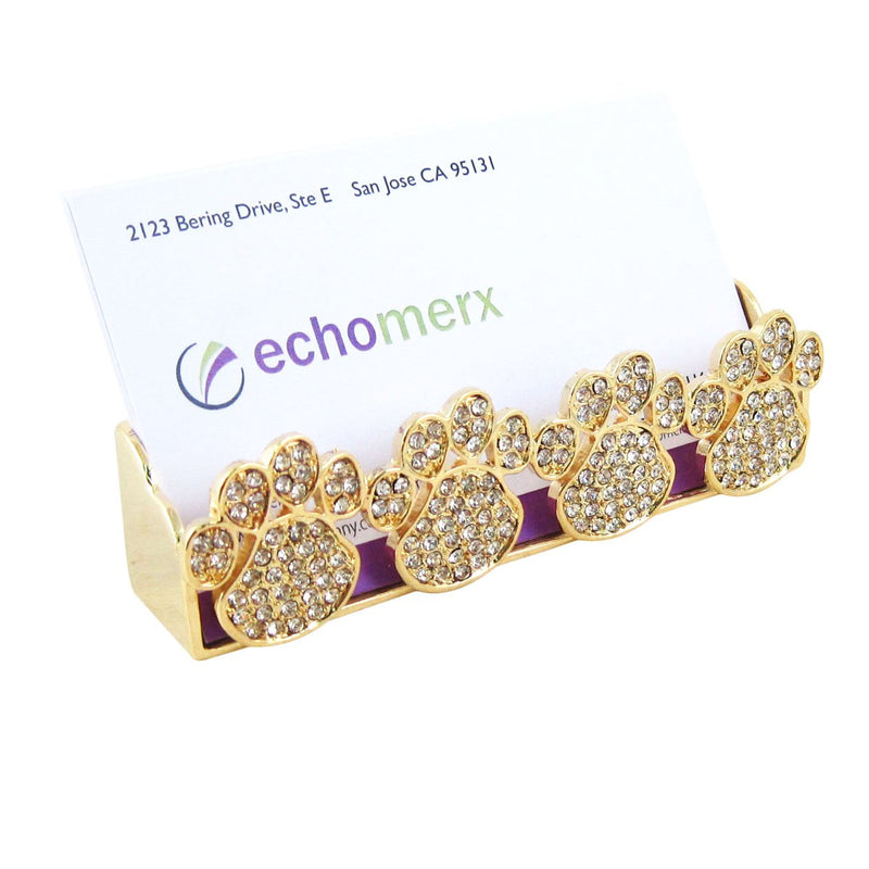 [Australia - AusPower] - Paw Print Business Card Holder, Gold Tone 