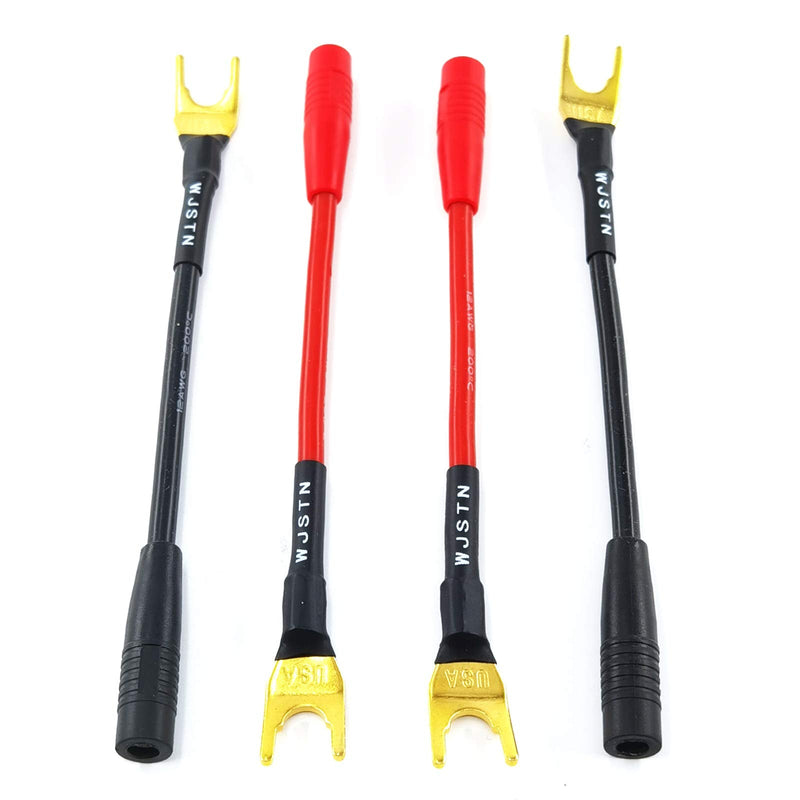 [Australia - AusPower] - WJSTN Spade Plug to Female Banana Jack Adapter Cable, 4mm Banana Jack Female to Fork Spades Cable 4 Pack (3inch) 3inch 