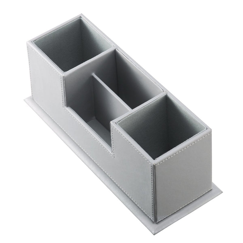 [Australia - AusPower] - UnionBasic 4-Compartment Desk Organizer - Dual Pen Holder - Desktop Card/Pen/Pencil/Mobile Phone Office Supplies Holder (Grey) Gray 
