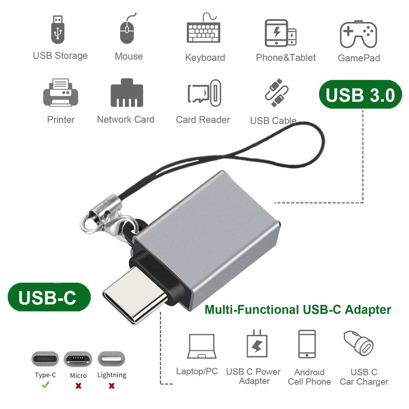 [Australia - AusPower] - USB C to USB A Adapter(4 Pack),USB to USB C Adapter,USB C to USB Adapter,C to USB Adapter for MacBook Pro Air 2021 2020 iMac iPad Mini/Pro,Dell XPS,Samsung Notebook 9 Galaxy S20+ S20 and More(Grey) 