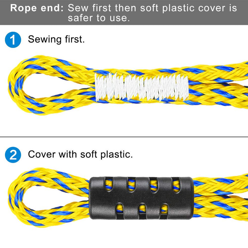 [Australia - AusPower] - SELEWARE Boat Tow Rope Quick Connector, Heavy Duty Towable Quick Connector, Tow Rope for Tubing with Stainless Steel Anchor Connector, Boat Water Sport Skiing Rope Line Attachment 18inch 18 Inch Yellow 1 