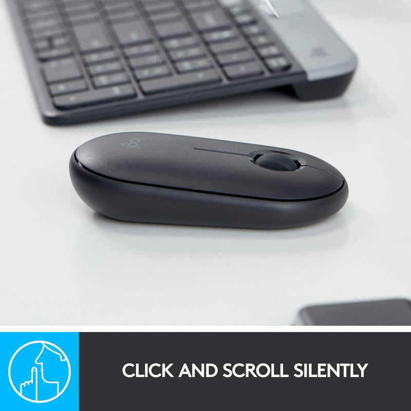 [Australia - AusPower] - Logitech Pebble M350 Wireless Mouse with Bluetooth or USB - Silent, Slim Computer Mouse Certified Works with Chromebook - Graphite 