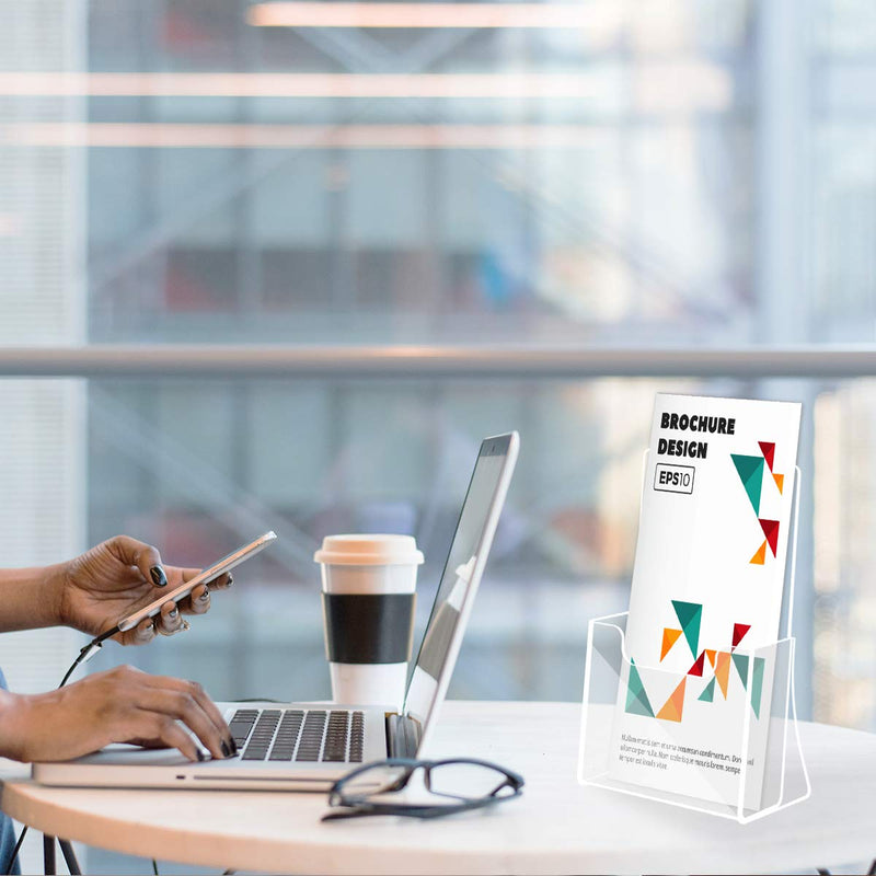 [Australia - AusPower] - NIUBEE Acrylic Brochure Holder for 4’’ Trifold Pages, 50% Thicker Countertop Acrylic Literature Holder Plastic Flyer Display Stand for Magazine, Pamphlet, Booklets, Menu, Journals, 2 Pack 