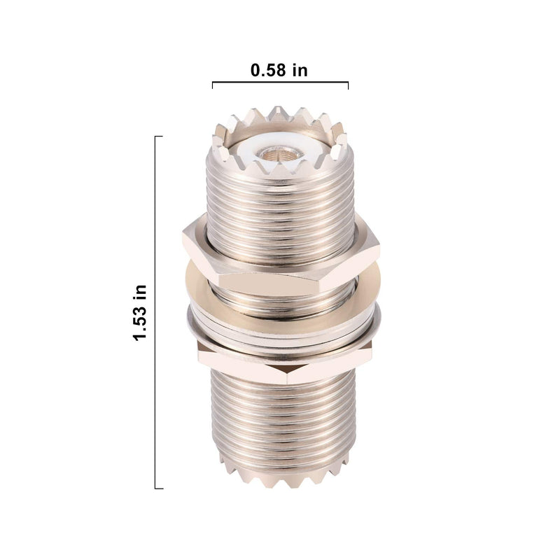 [Australia - AusPower] - XRDS-RF 2pcs PL-259 Bulkhead Connector 50Ω Impendence UHF Female to UHF Female Adapter SO239 Nut Bulkhead Panel Mount CB Radio Adapter 