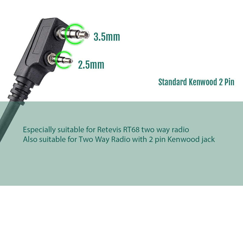 [Australia - AusPower] - Retevis RT68 Earhook Two Way Radio Earpiece Single Wire, Compatible with Retevis RT22 RT21 H-777 RT68 H-777S RT22S pxton eSynic Walkie Talkies, Walkie Talkie Headset with Microphone 2 Pin(4 Pack) 