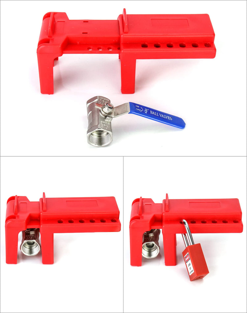 [Australia - AusPower] - QWORK Ball Valve Lockout, Safety Lock, 1/2" - 2-1/2" Diameter, Red 