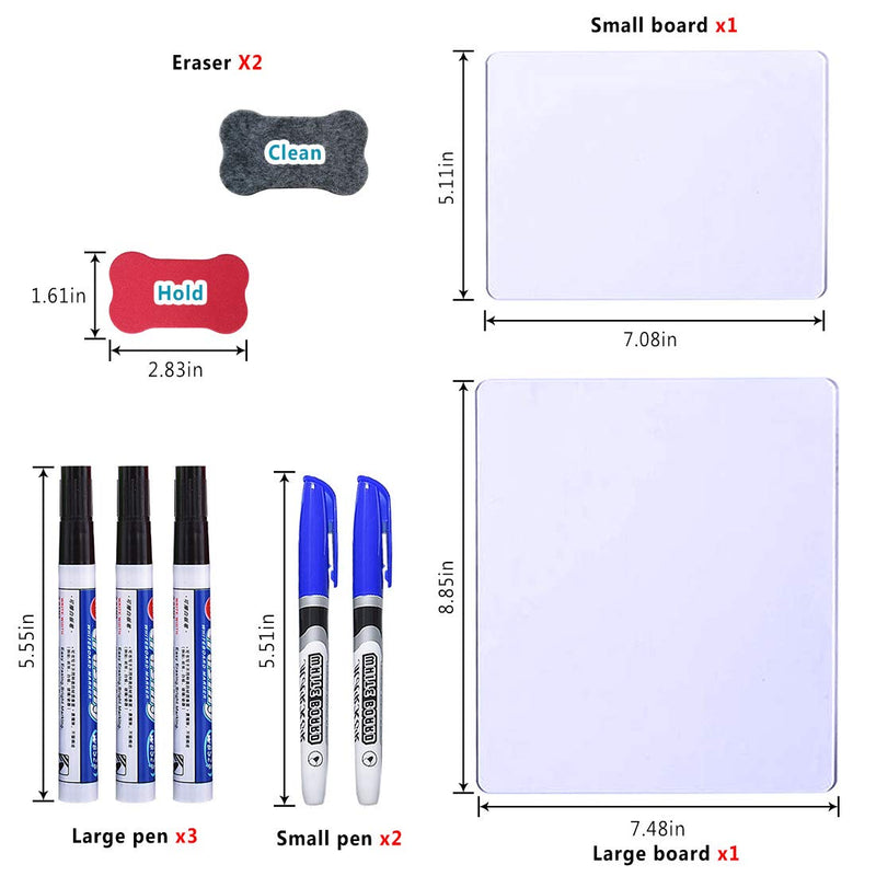 [Australia - AusPower] - 2Pcs Portable Learning Board, Dry Erase Transparentboard Acrylic Learning Lapboard with Erasers and Markers for Reciting Calculating Painting(8.9'' x 7.5'' & 7.1'' x 5.1'') 