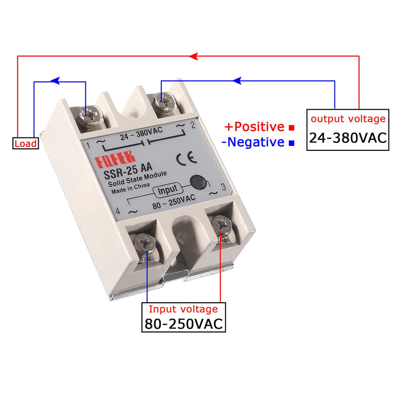 [Australia - AusPower] - Coliao Solid State Relay SSR-25AA 25A AC 80-250V to AC 24V-380V AC to AC with Heat Sink for Thermostat Temperature Controller 