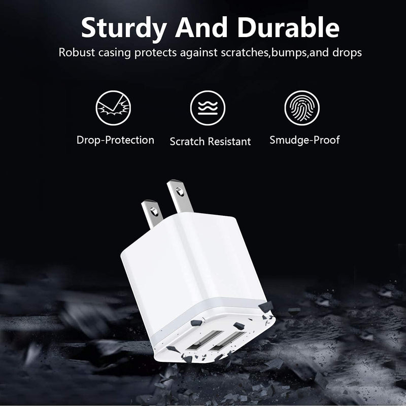 [Australia - AusPower] - LUOATIP USB Wall Charger, 5-Pack 2.1A/5V Dual Port USB Cube Power Adapter Charger Plug Charging Block Replacement for iPhone Xs/XR/X, 8/7/6 Plus, Samsung, HTC, LG, Moto, Android Phones 