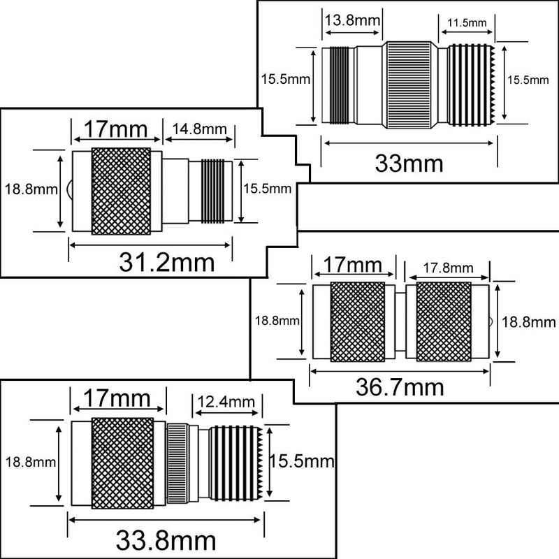 [Australia - AusPower] - onelinkmore RF Coaxial Adapter Connector Kit N Male/Female to UHF PL-259 SO-239 M/F Straight Adapter for Extension Cable Antenna CCTV N to UHF Coax Adapter Kit 