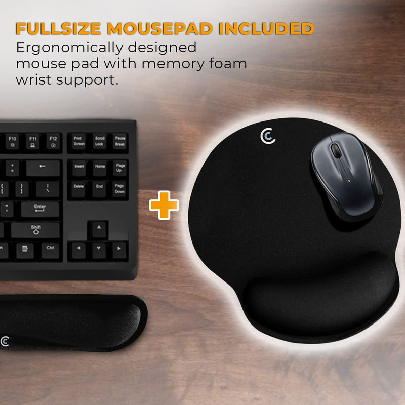 [Australia - AusPower] - Wrist Rests for Keyboard and Mouse Pad Set - Memory Foam Cushion, Black - Ergonomic Wrists Hand Arm Rest Support for Laptop Computer Desk and Gaming - Carpal Tunnel Syndrome Relief Original 