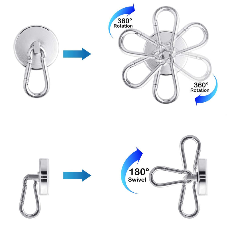 [Australia - AusPower] - Magnetic Hooks 170lbs Magnet Hooks Carabiner for Hanging Refrigerator Strong Large Heavy Duty Neodymium Magnet (170LBS-2PACK) WELLZEER 170LBS-2PACK Silver 