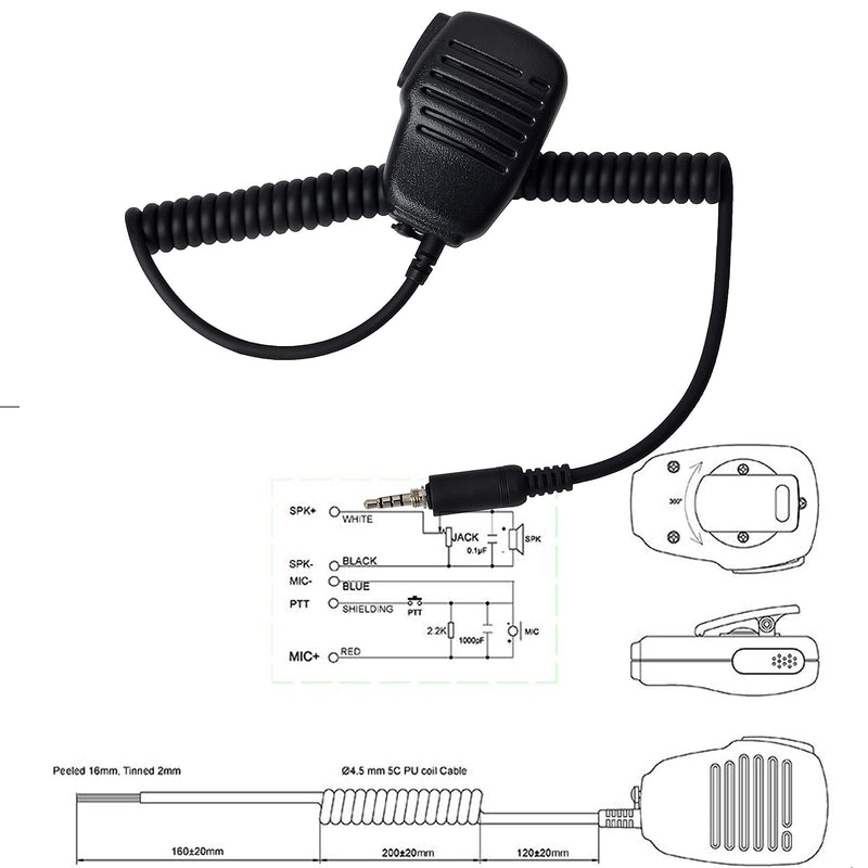 [Australia - AusPower] - HYS Low Profile Speaker Microphone IP 54 Shoulder Speaker Mic with Durable Outer Casing (3.5mm S/P 4C Thread) Jack for YAESU/Vertex/Icom VX-6R VX-7E IC-4300 IC-4350 FTH-307 FTH-108 Radio 