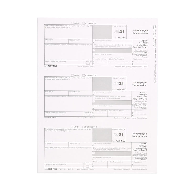 [Australia - AusPower] - Blue Summit Supplies 1099 NEC Tax Forms 2021 with 25 Self Seal Envelopes, 25 4 Part Tax Forms Kit, Compatible with QuickBooks and Accounting Software 