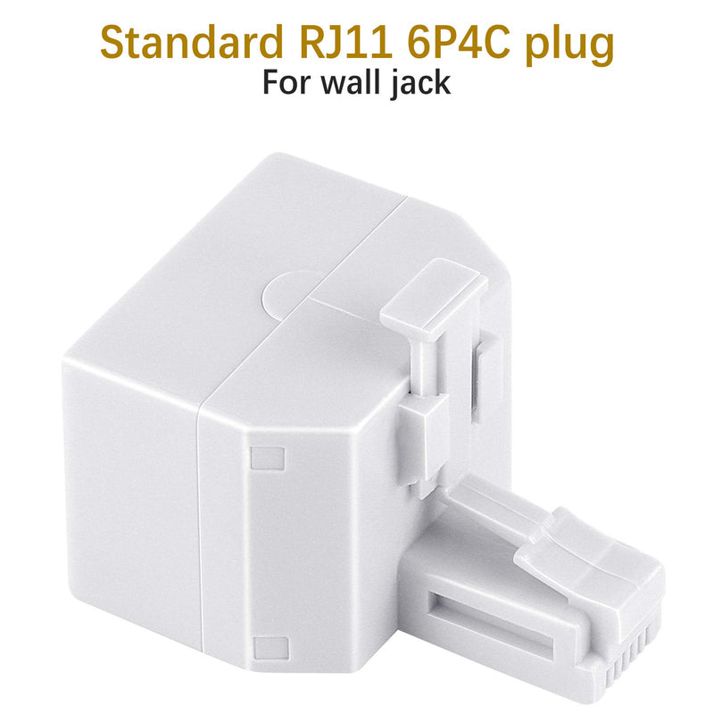 [Australia - AusPower] - Uvital RJ11 Duplex Wall Jack Adapter Dual Phone Line Splitter Wall Jack Plug 1 to 2 Modular Converter Adapter for Office Home ADSL DSL Fax Model Cordless Phone System, White(2 Packs) 2 Pack 
