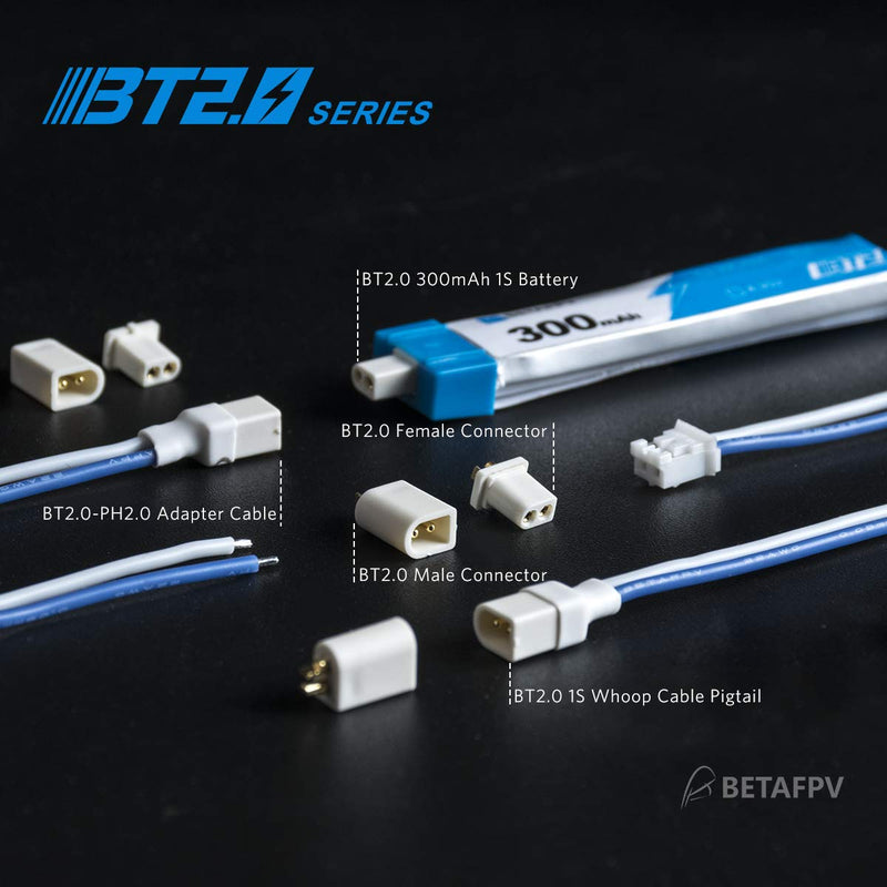 [Australia - AusPower] - BETAFPV 6pcs BT2.0-PH2.0 Adapter Cable 22AWG for BT2.0 300mAh 1S Battery with 1.0mm Banana Connector Meteor65 1S Brushless Whoop Drone 