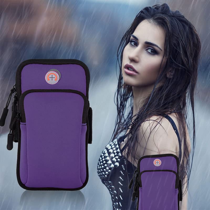 [Australia - AusPower] - MOVOYEE Running Armband Cell Phone Holder for iPhone 11 12 13 Pro Max Xs X Xr 8 Plus 7 6 SE Mini,Samsung Galaxy S20 S10 S9 S7,Key,Adjustable Strap Pouch,Fits Workout Exercise Sports Arm Band Sleeve 1-Purple 