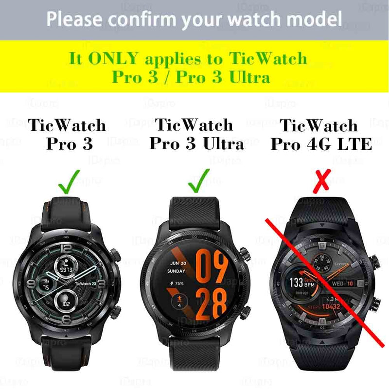 [Australia - AusPower] - Screen Protector for TicWatch Pro 3 Ultra/TicWatch Pro3 Smart Watch [4 Pack], iDaPro Tempered Glass Anti-Scratch Bubble-Free Easy Installation 