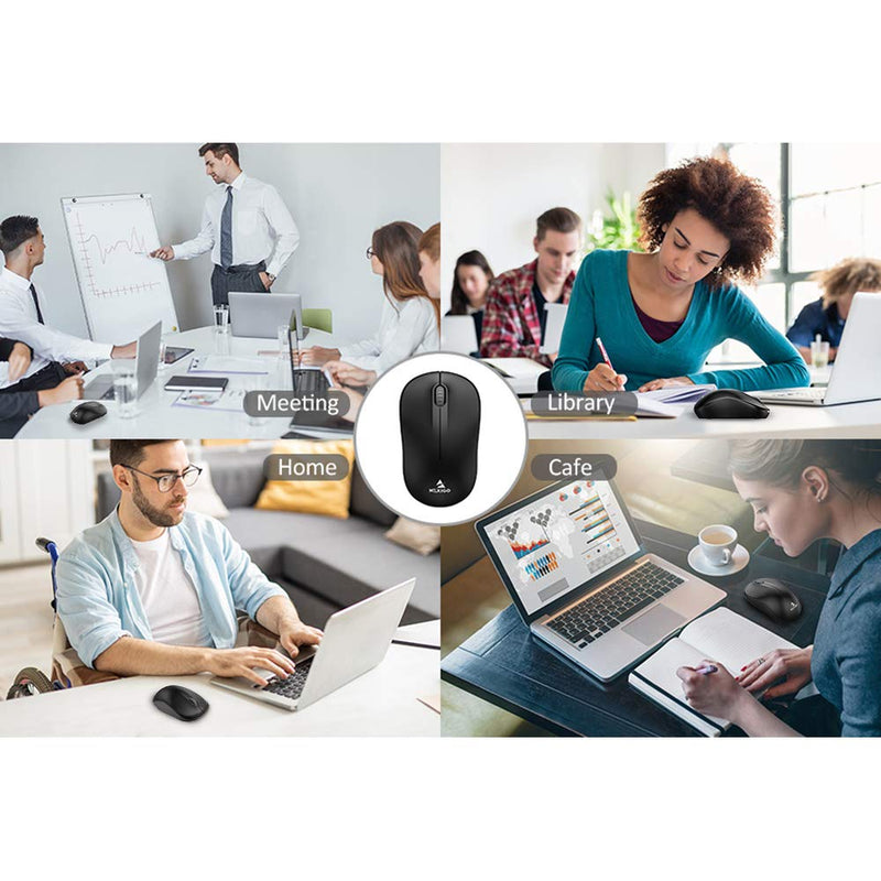 [Australia - AusPower] - NexiGo Wireless Mouse, Portable Mobile Optical Office Mouse with USB Receiver, Travel Cordless Mouse for Notebook, PC, Laptop, Computer, MacBook (Black) 