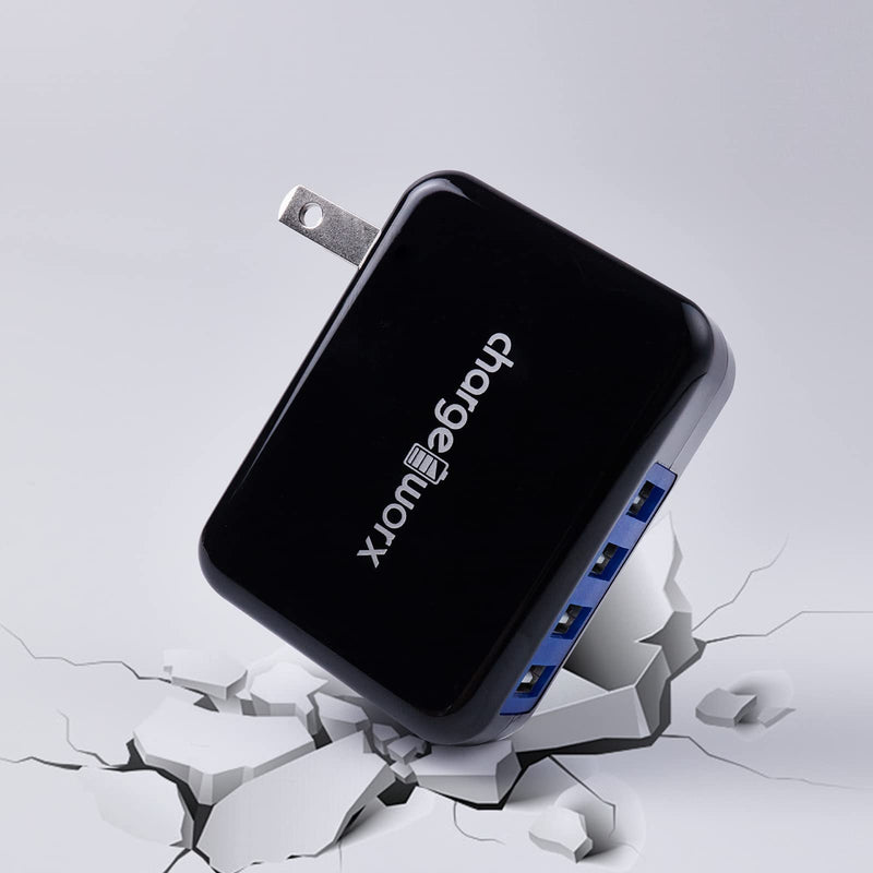 [Australia - AusPower] - USB Charging Hub Charger Block Wall Charger USB Charger Adapter Charging Station 4 Multi Port Fast Charger Power Block with Cable for iPhone 12 Pro Max Plus Samsung Multiple Device Phone Tablet Laptop Black 