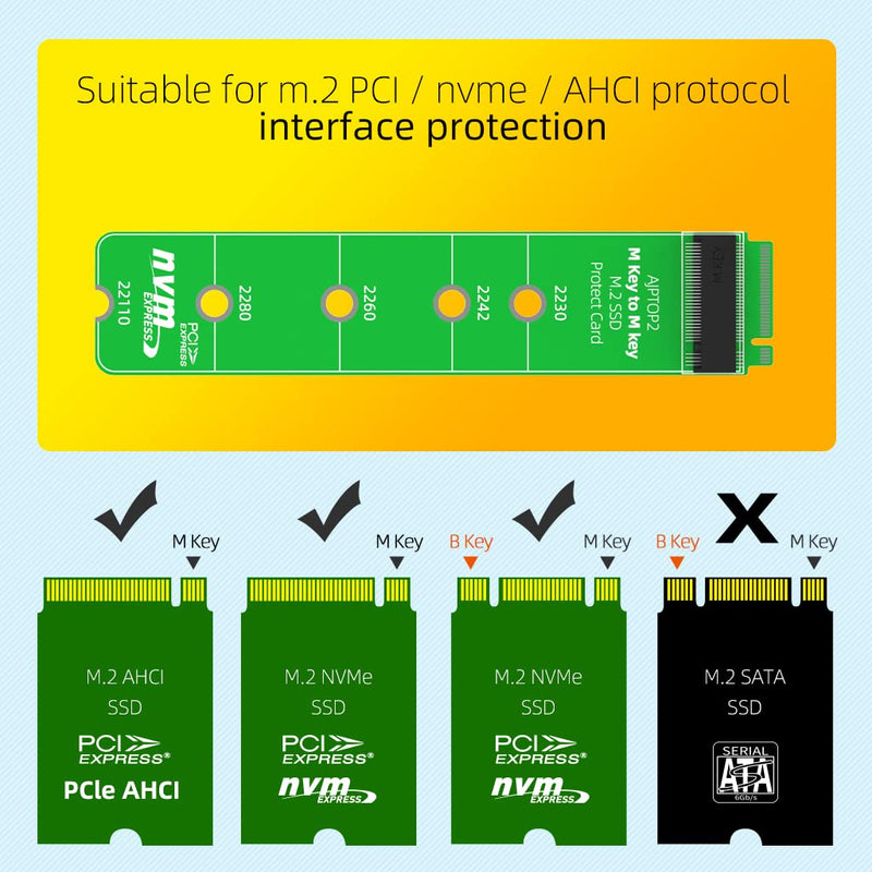 [Australia - AusPower] - AODUKE M Key to M Key M.2 PCIE NVMe SSD Extended Test Protection Adapter Card for PCIE B&M Key to PCIE M Key M.2 NVME SSD(2230/42/60/80/110MM) Extension Card-AJPTOP2 NVME/PCIE long-style 