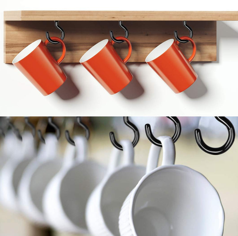 [Australia - AusPower] - 70Pcs Screw in Hooks, 6 Size Vinyl Coated Ceiling Hooks for Hanging Plants, Mugs, Led Lights, Black Wall Hangers for Indoor/Outdoor Use-(1/2", 5/8", 3/4", 7/8", 1'', 1-1/4") 