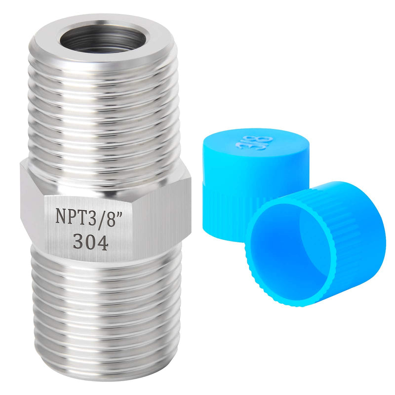[Australia - AusPower] - TAISHER 5PCS 304 Stainless Steel Hex Nipple, Pipe Fitting 3/8-Inch Male Pipe x 3/8-Inch Male Pipe 3/8" NPT x 3/8" NPT 5 