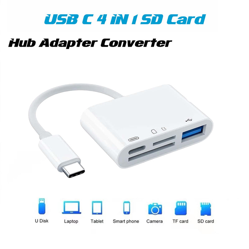 [Australia - AusPower] - USB C SD Card Reader Adapter, 4 in 1 USB Female OTG Adapter Compatible SD/TF Card,USB C to USB Camera Memory Card Reader Adapter for New Pad Pro MacBook Pro and More UBC C Devices 