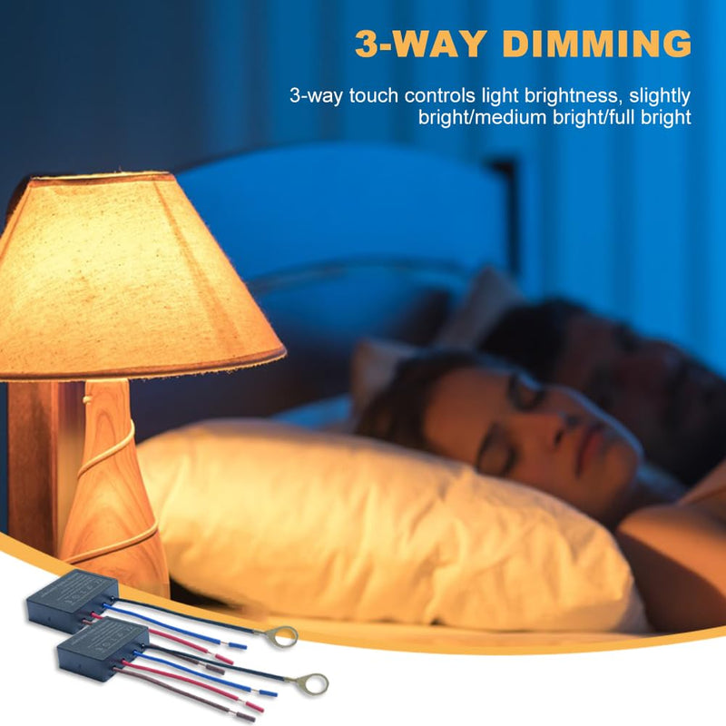 [Australia - AusPower] - 2 Pack Touch Dimmer Switch 3 Way Touch Sensor dimmer,Touch lamp Repair kit Control Module,Touch Lamp Replacement Kit Fit Dimmable LED, Incandescent, Halogen Bulbs 