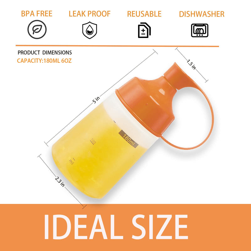 [Australia - AusPower] - TOCKONIMN Condiment Squeeze Squirt Bottles for Sauces Plastic - (2pcs, 6oz) Ketchup Bottles with Top for Paint Cooking Liquids Sauce Dispenser Kitchen Food Bbq Pancake Drizzle Mustard Icing Clear 2 pcs 6 oz Big Mouth,Orange 