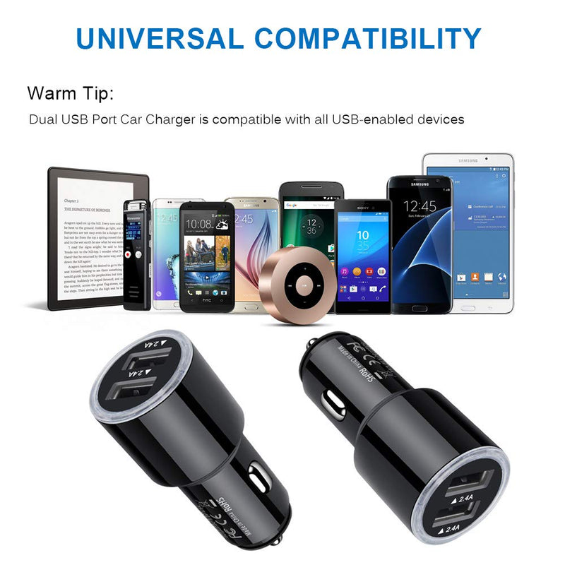 [Australia - AusPower] - Car Charger Adapter, 5Pack 4.8A Dual Port Fast Charge Car Phone Charger USB Lighter Plug Cigarette Charger for iPhone 13 12 11 Pro Max SE XR XS X 8 7 6 6S,Samsung Galaxy S22 S21 S20 S10 S9 S8 A12 A32 