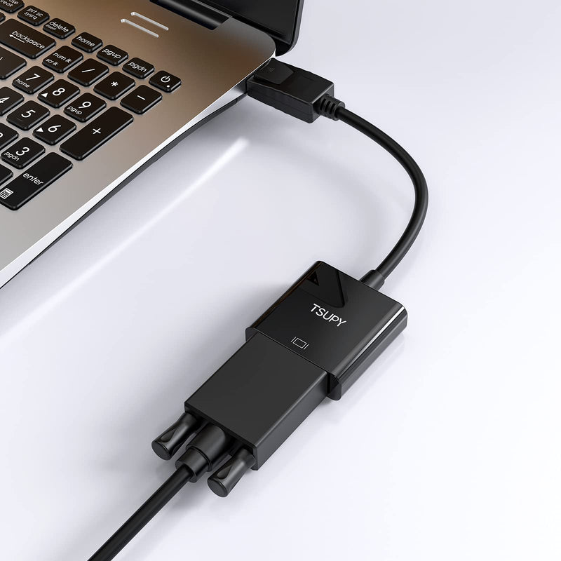 [Australia - AusPower] - DisplayPort to VGA Adapter, TSUPY DP to VGA Converter Display Port Male to VGA Female Gold Plated Adapters Compatible with Computer,Laptop,Monitor,Projector,HDTV and More 