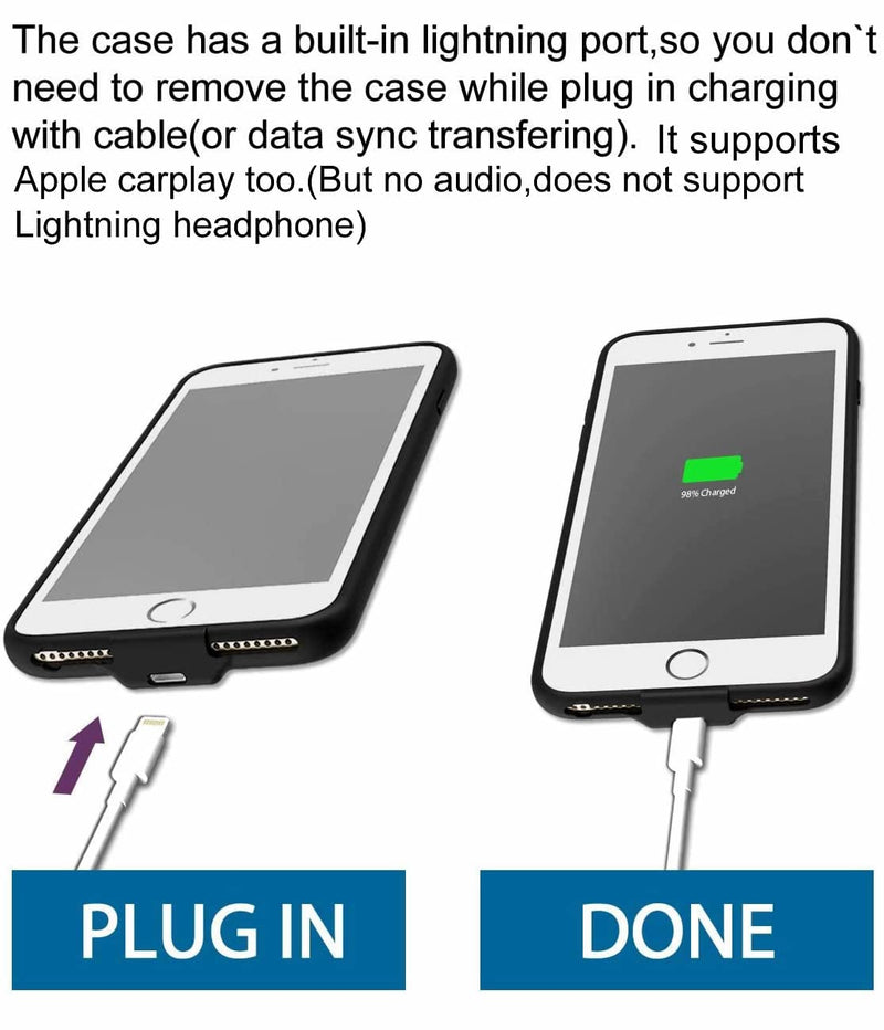 [Australia - AusPower] - QI OCEANLOVE Wireless Charger Charging Receiver Case for iPhone 7plus 6Splus 6plus (NO Battery) Built-in and Port Lightning Cable Data Sync Shockproof Protective Black iPhone7Plus/6SPlus/6Plus 