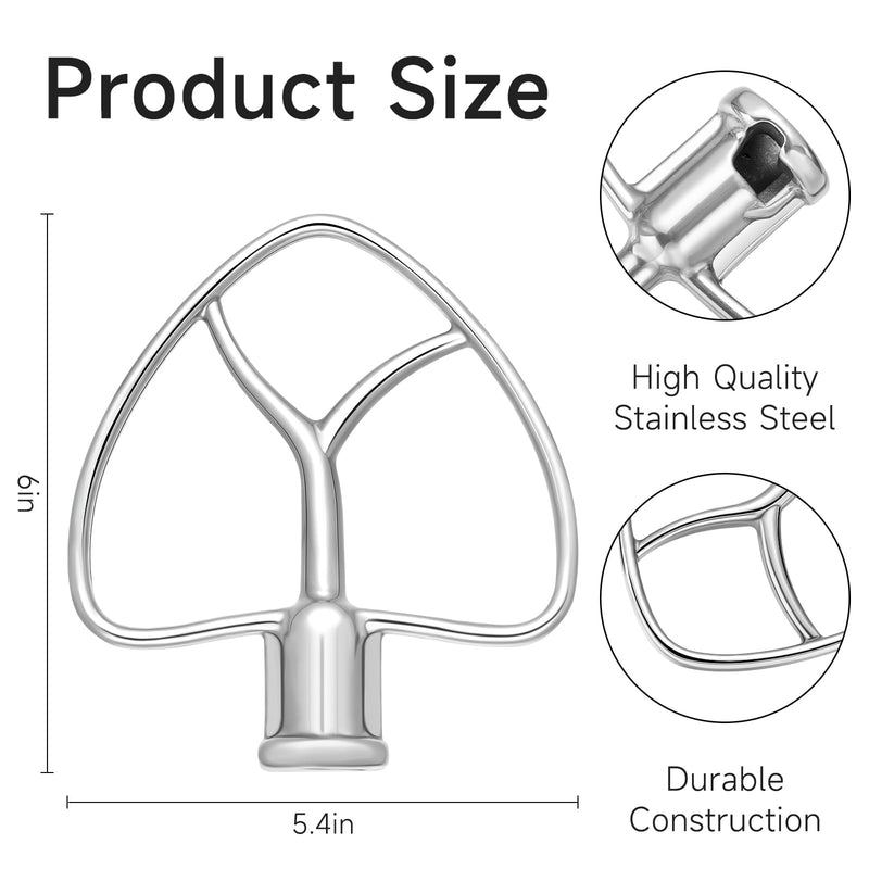 [Australia - AusPower] - Stainless Steel Flat Beater Replacement for Kitchen-aid 4.5-5 Qt Tilt-Head Stand Mixer, Mixer Paddle Attachment for Kitchen Baking, Pastry, Mixing Pasta Accessory, Dishwasher Safe 