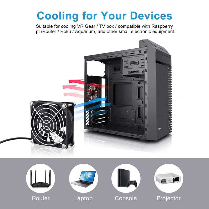 [Australia - AusPower] - Wathai 80mm x 80mm x 25mm USB Fan 5V for Computer Laptop Router DVR Xbox Cooling 2 Packs 