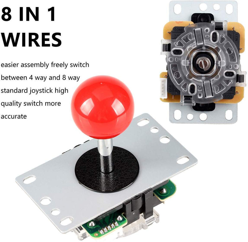 [Australia - AusPower] - EG STARTS Arcade DIY Kit USB Encoder To PC Joystick + 8 Ways 5 Pin Stick + Chrome Plated LED Illuminated Push Button 1 Player & Coin Buttons For Arcade Mame Raspberry Pi 2 3 3B Games 