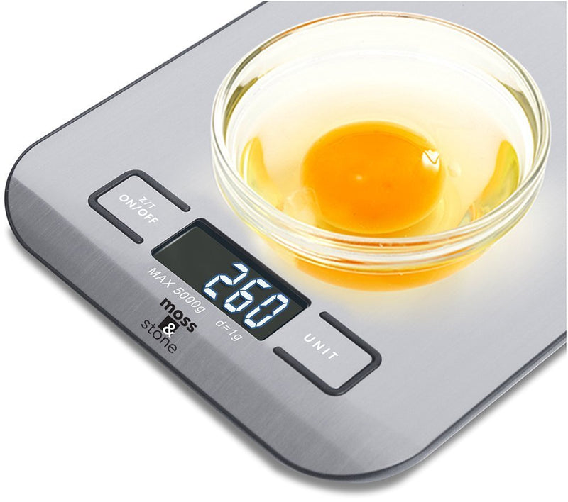[Australia - AusPower] - Digital Kitchen Scale Food Multifunction Accuracy Digital Scale LCD Display 11LB 5KG, Food Scales Digital Weight Grams and Oz, Baking Scale, Stainless Steel Small Food Scale by Moss and Stone 