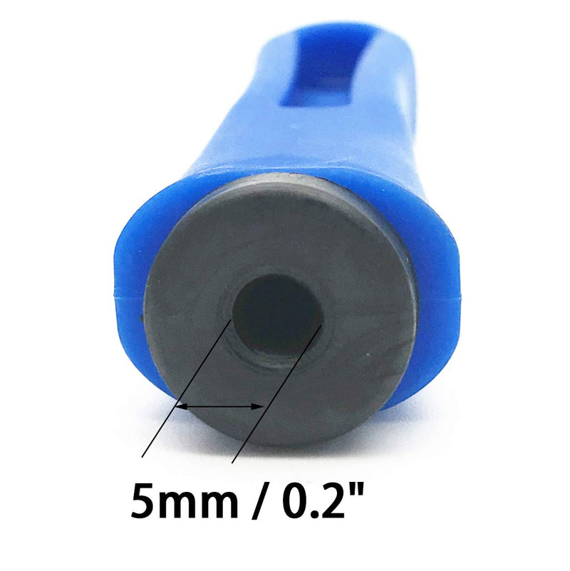 [Australia - AusPower] - XMHF Ergonomic Rubber File Handle 5mm Diameter Round Hole 90mm Length Anti-slip Plastic Handles Blue 5Pcs 