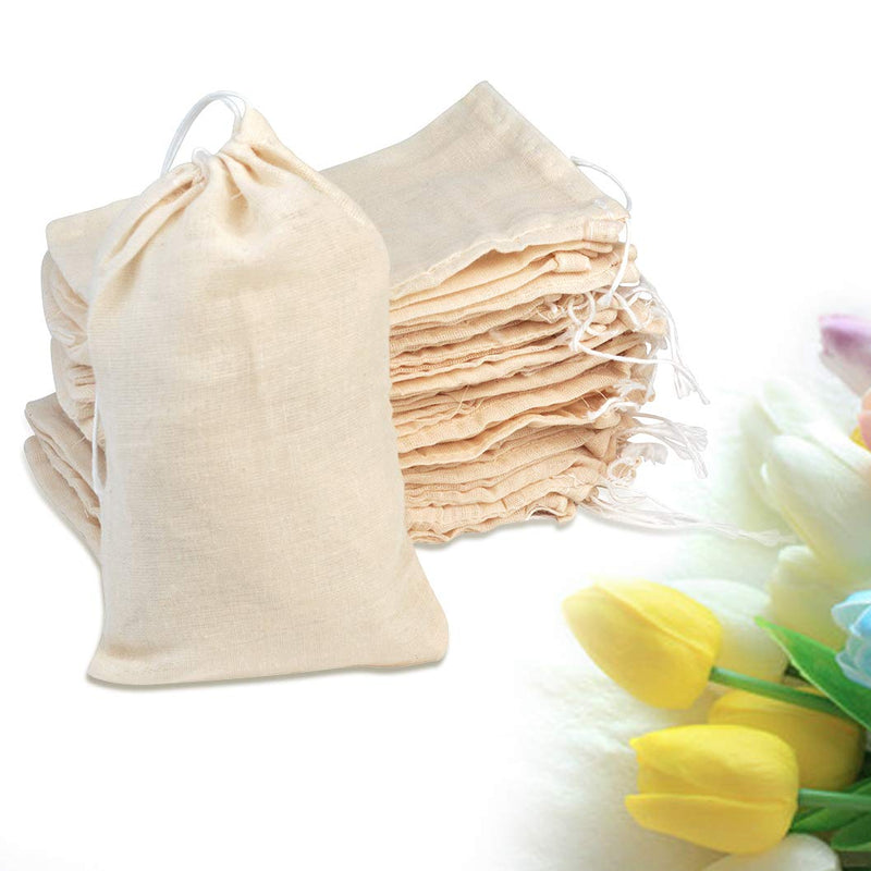 [Australia - AusPower] - 100Pcs Cotton Drawstring Bags, Reusable Muslin Bag Natural Cotton Bags with Drawstring Produce Bags Bulk Gift Bag Jewelry Pouch for Party Wedding Home Storage, Natural Color (4 x 6 Inches) 4x6 Inch (Pack of 100) 