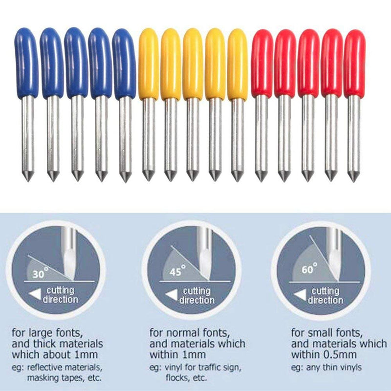 [Australia - AusPower] - GAOHOU 15pcs 30/45/60 Degree Vinyl Cutter Blade for Roland Cutting Plotter with Blade Holder - Tool Accessories Drill Bits - 15 x Blades for Cutting Plotter 