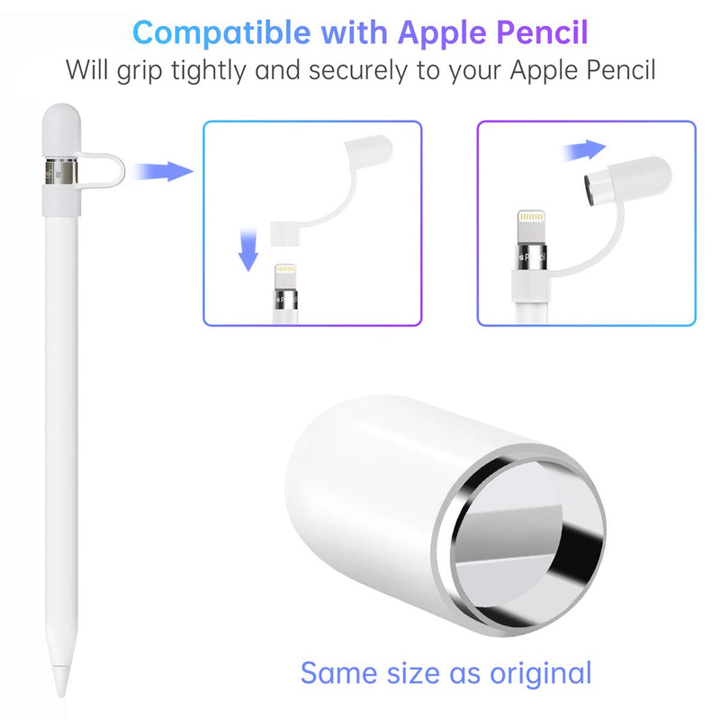 [Australia - AusPower] - Magnetic Replacement Cap and Charger Adapter for Apple Pencil 1st Generation (with Silicone Protective Cap Holder) 
