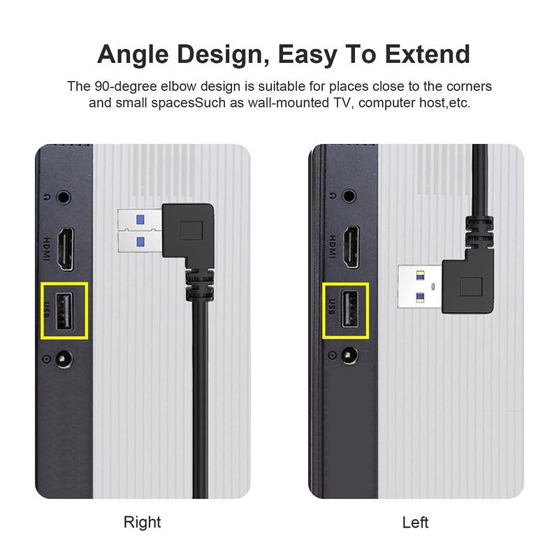 [Australia - AusPower] - SuperSpeed USB 3.0 Male to Female Extension Data Cable Right Angle 2PCS by Oxsubor(20CM,8IN)（Notice:pls Check The Right Angle in Picture 