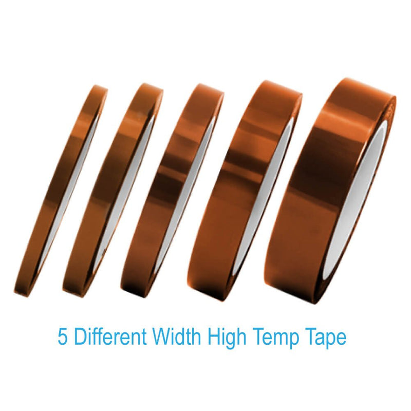 [Australia - AusPower] - Selizo High Temp Tape, 5 Pack Multi – Sized 1/8”, 15/64”, 15/64”, 15/32”, 5/64”, Heat Resistance Up to 280℃ (536℉) 