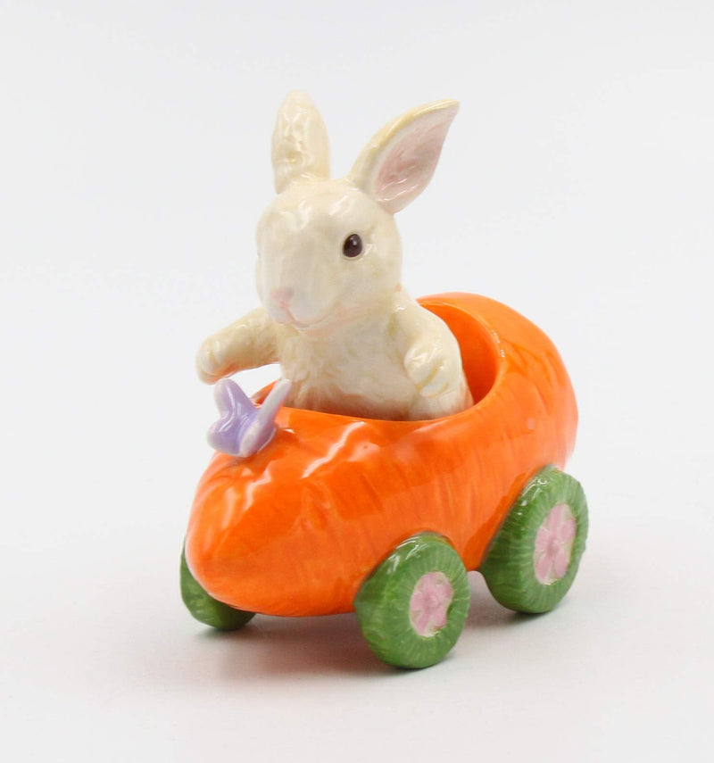[Australia - AusPower] - Cosmos Gifts Fine Ceramic Bunny Rabbit on Carrot Cart Salt & Pepper Shakers, 4 1/4" L Salt and Pepper Set, Multicolored 