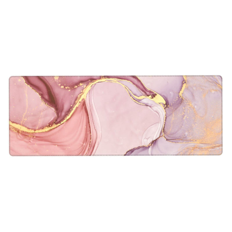 [Australia - AusPower] - Rose Gold Marble Mouse Pad Abstract Pink Desk Mat 31.5x11.8 Inch Marbled Texture Non-Slip Rubber Base Large Rose Gold Mousepad Stitched Edges Keyboard Mouse Mat Desk Pad for Office Home Game Rose Gold Marble 