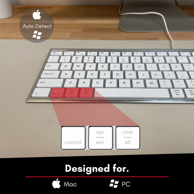 [Australia - AusPower] - Keyboard for Mac and Windows, Macally Apple Wired Keyboard Compatible - Slim, Space-Saving Design USB Keyboard with Numeric Keypad - Budget-Friendly Laptop, MacBook, iMac Keyboard Replacement 