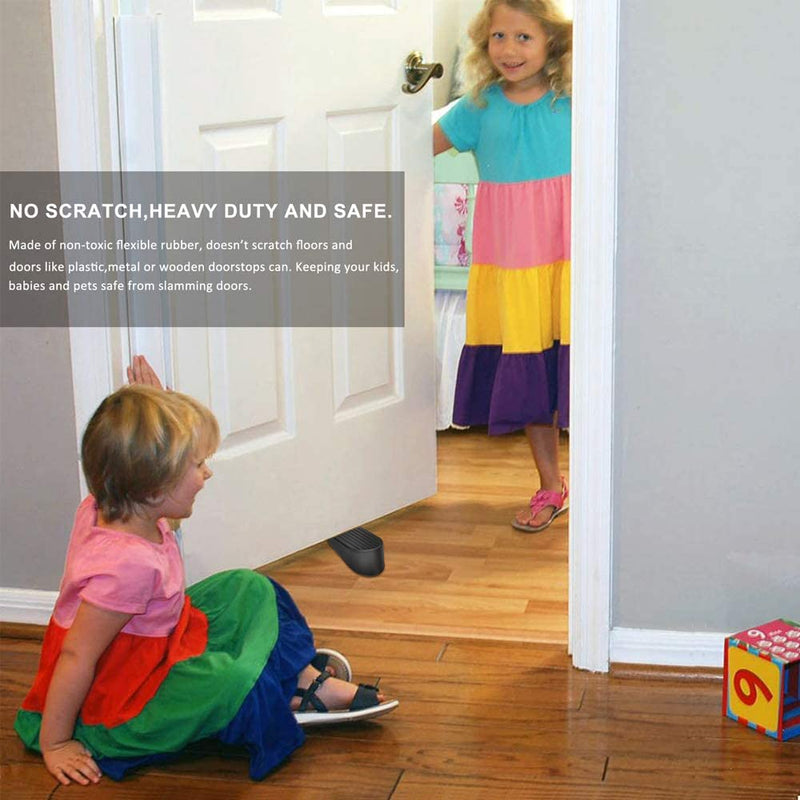 [Australia - AusPower] - Big Door Stopper 2 Packs Heavy Duty Wedge Rubber Door Stop Works on All Floor Surfaces Height up to 1.9 Inches Non-Scratching Doorstops Special for Home Office School Heavy Door (Black) Black 