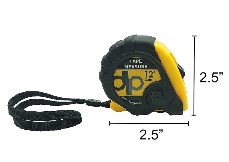 [Australia - AusPower] - Daily Living Products Small Tape Measure 3-Pack - Measurement Tape with Standard Inches and Metric - Tape Measure Retractable - Measuring Tape Retractable with Pause Buttons - Easy Read Tape Measures 