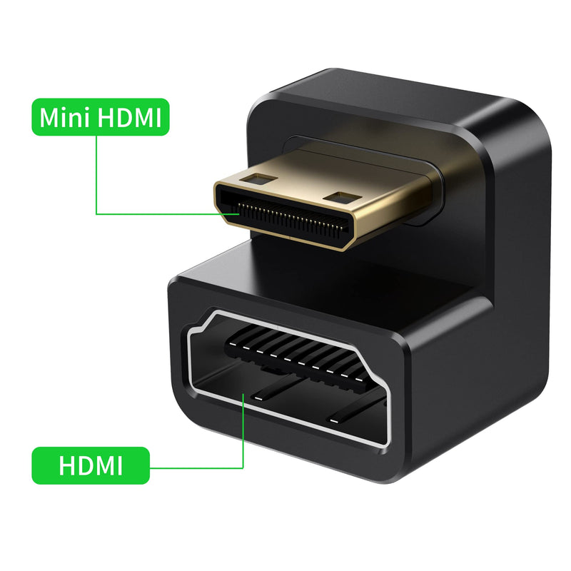 [Australia - AusPower] - AGVEE [1 Pack] 180 Degree Angled Mini HDMI to HDMI Adapter, U-Shaped HDMI 2.0 4k@60HZ Mini HDMI (C-Type) Male to HDMI (A-Type) Female Coupler Extender Connector Extension Converter, Black 1 Pack 